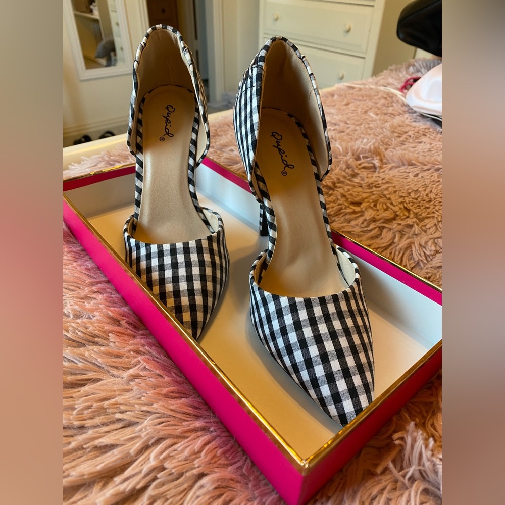 Qupid Gingham Patterned Heels